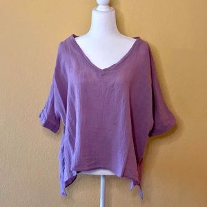 Favlux Linen-Style Oversized Lavender Tee